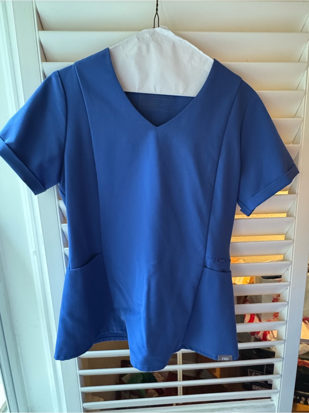 Figs Women's Royal Blue V-Neck Short Sleeve Scrub Top
